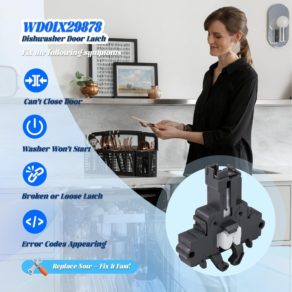 【2026】Upgrade WD01X29878 Dishwasher Door Latch Replacement – Compatible with GE, Hotpoint | Replaces WD01X27701, 4979622, EG-380944, PD00072017, AP7176296, PS16659468, EAP16659468, 265D1214G004
