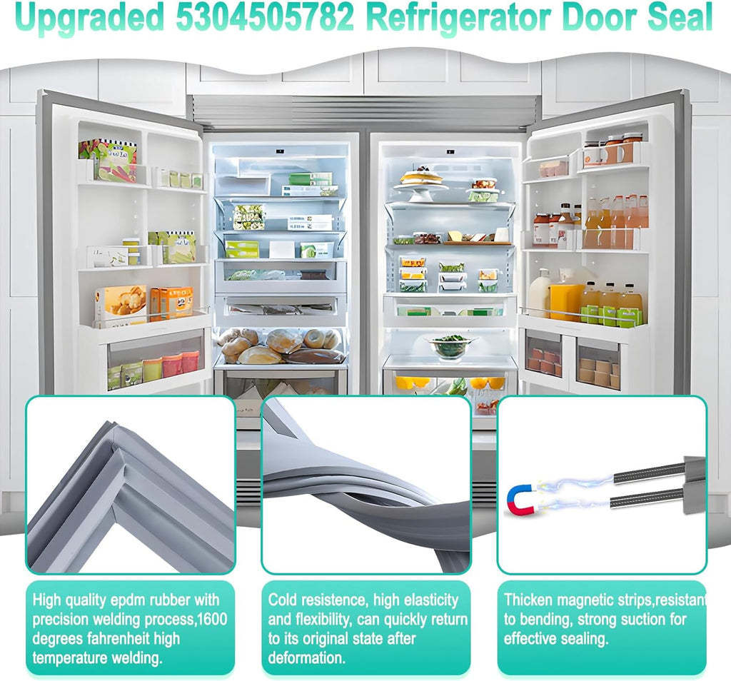 Upgraded 5304505782 Freezer Door Gasket Replacement Compatible with Elec-trolux Fri-gidaire Refrigerator Door Gasket Seal, 65.15" x 31.3" Freezer Door Seal Replace 216522370, 4452576, AP6030127