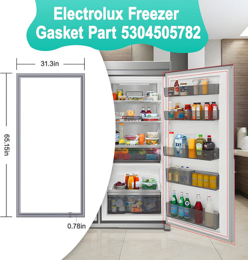 Upgraded 5304505782 Freezer Door Gasket Replacement Compatible with Elec-trolux Fri-gidaire Refrigerator Door Gasket Seal, 65.15" x 31.3" Freezer Door Seal Replace 216522370, 4452576, AP6030127