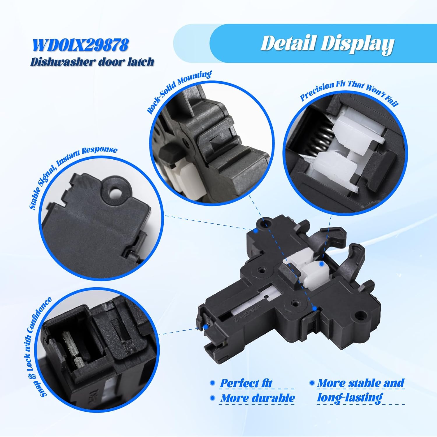 【2026】Upgrade WD01X29878 Dishwasher Door Latch Replacement – Compatible with GE, Hotpoint | Replaces WD01X27701, 4979622, EG-380944, PD00072017, AP7176296, PS16659468, EAP16659468, 265D1214G004