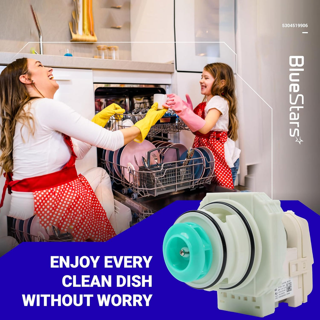 BlueStars 5304519906 Dishwasher Pump And Motor Assembly - Compatible with Frigidaire, Ikea, White-Westinghouse Dishwashers - Replaces AP6840161 PS12712308 EAP12712308 - Easy to Install & Ultra Durable