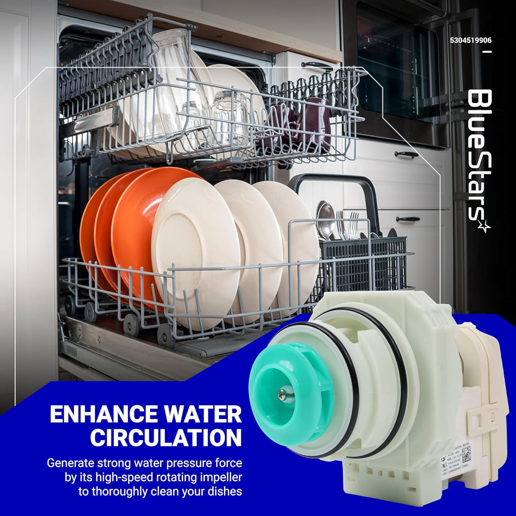 BlueStars 5304519906 Dishwasher Pump And Motor Assembly - Compatible with Frigidaire, Ikea, White-Westinghouse Dishwashers - Replaces AP6840161 PS12712308 EAP12712308 - Easy to Install & Ultra Durable