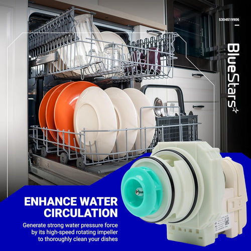 BlueStars 5304519906 Dishwasher Pump And Motor Assembly - Compatible with Frigidaire, Ikea, White-Westinghouse Dishwashers - Replaces AP6840161 PS12712308 EAP12712308 - Easy to Install & Ultra Durable