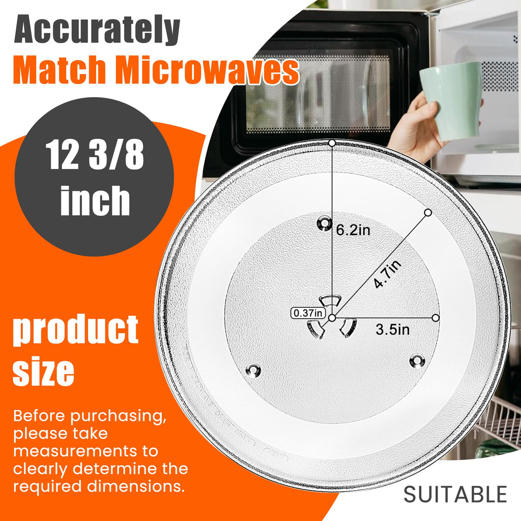 12" W10337247 Microwave Glass Turntable Plate Fit for Whirlpool Microwave Glass Plate - Replace Microwave Glass Tray # W11367904 W10337247 AP6892124 - BY AMI PARTS