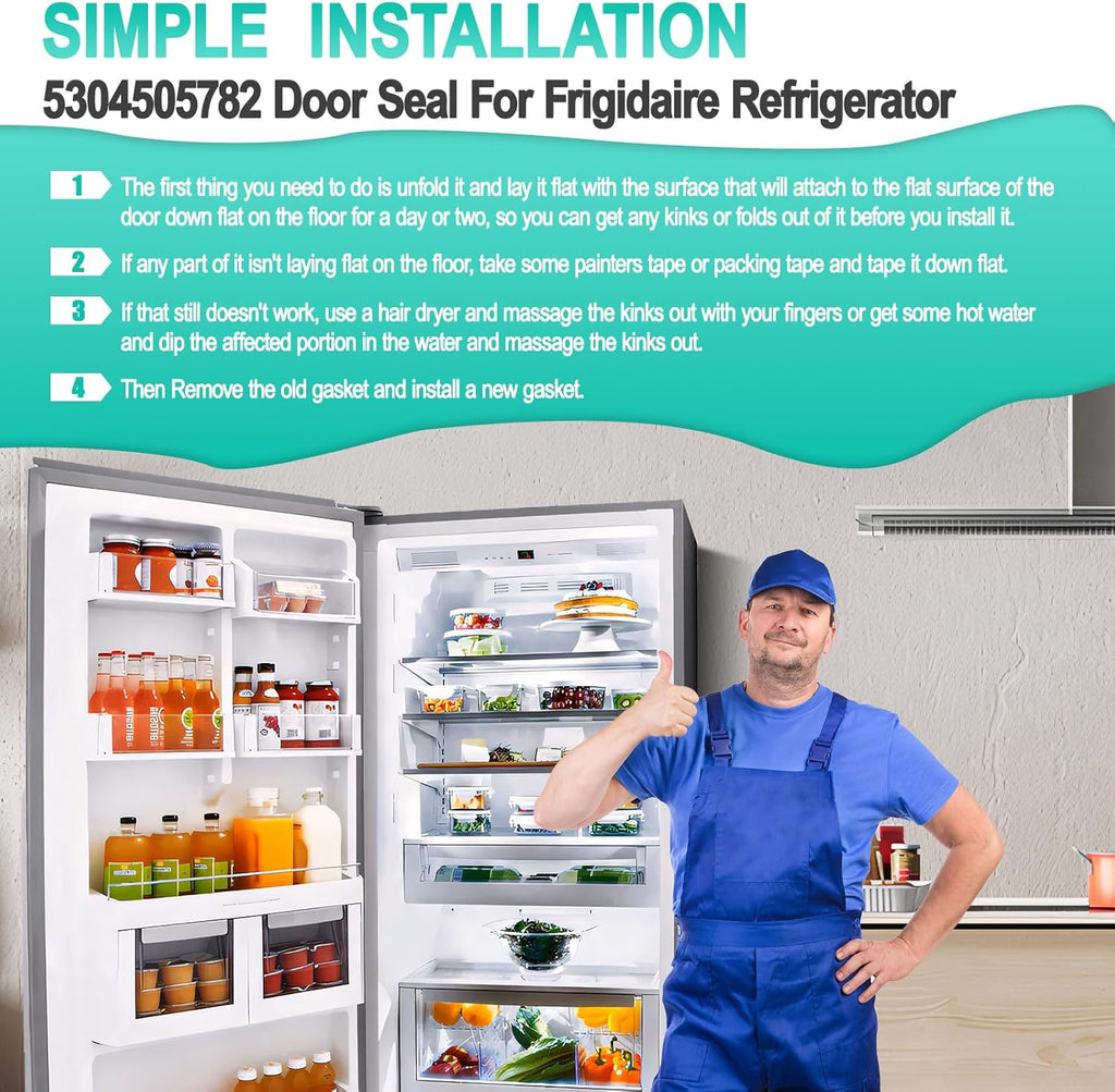 Upgraded 5304505782 Freezer Door Gasket Replacement Compatible with Elec-trolux Fri-gidaire Refrigerator Door Gasket Seal, 65.15" x 31.3" Freezer Door Seal Replace 216522370, 4452576, AP6030127