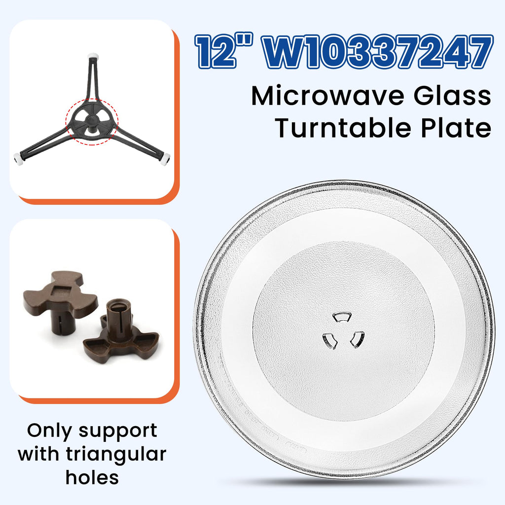 12" W10337247 Microwave Glass Turntable Plate Fit for Whirlpool Microwave Glass Plate - Replace Microwave Glass Tray # W11367904 W10337247 AP6892124 - BY AMI PARTS